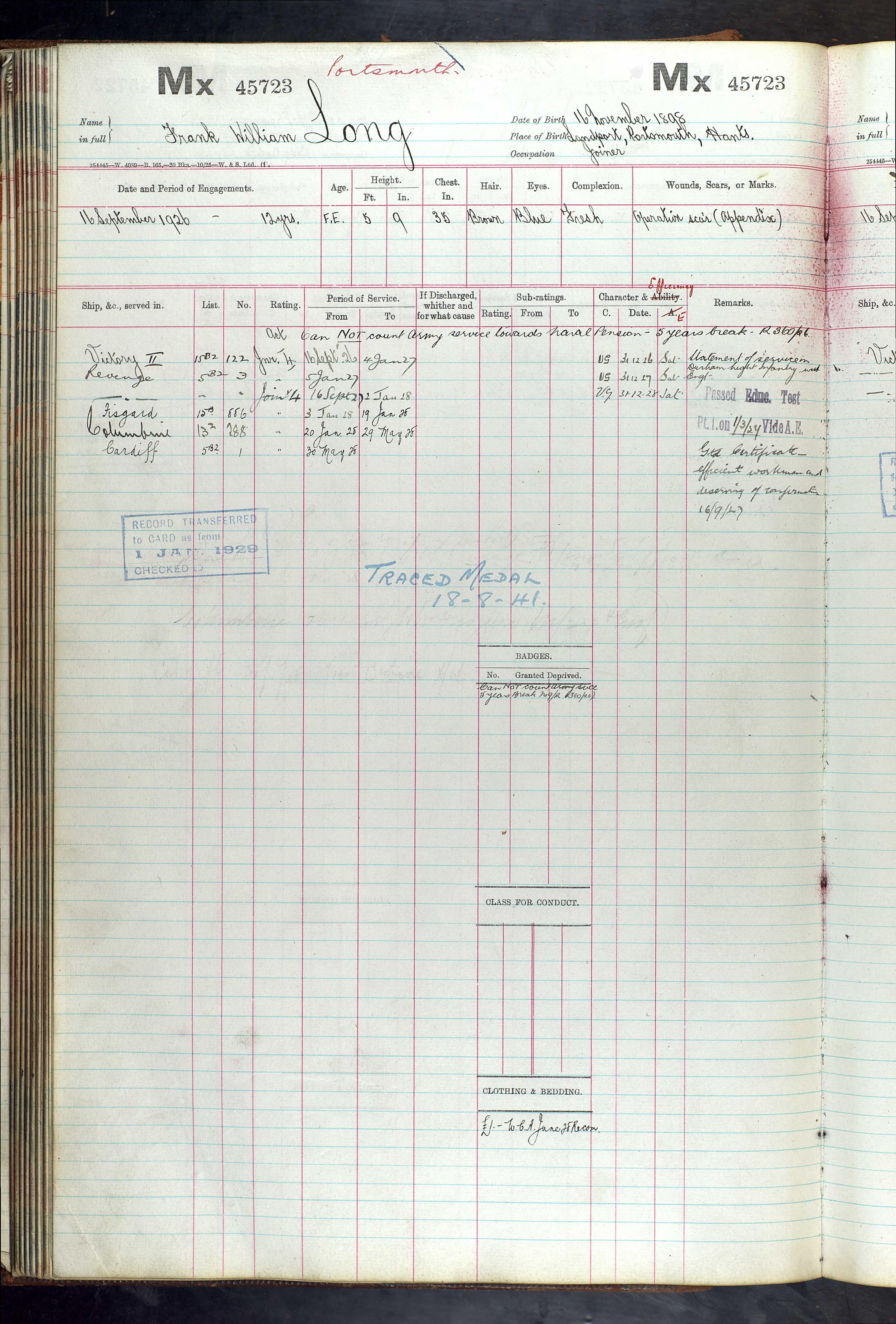 LONG Seaman's register