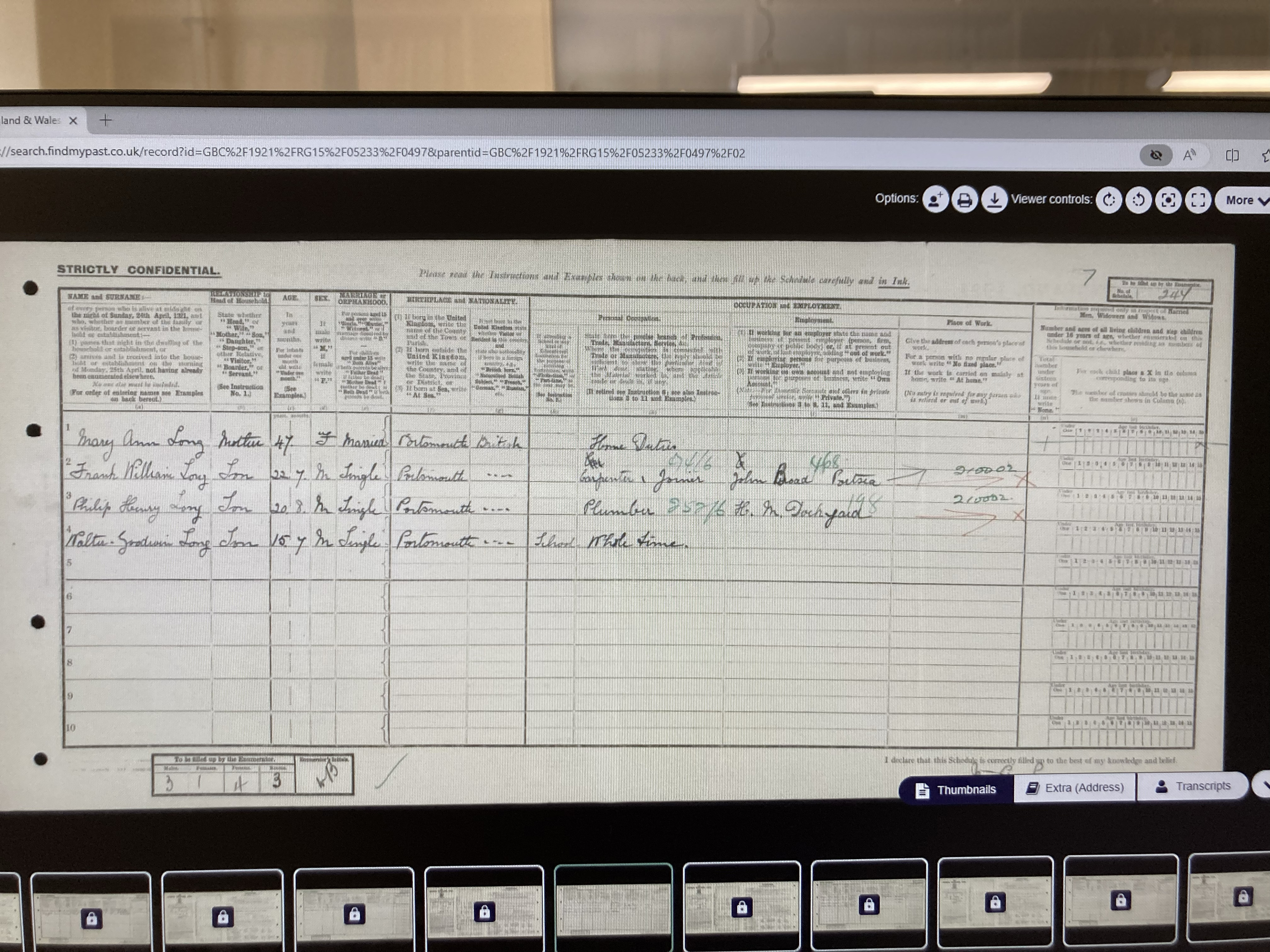 LONG - 1921 census script