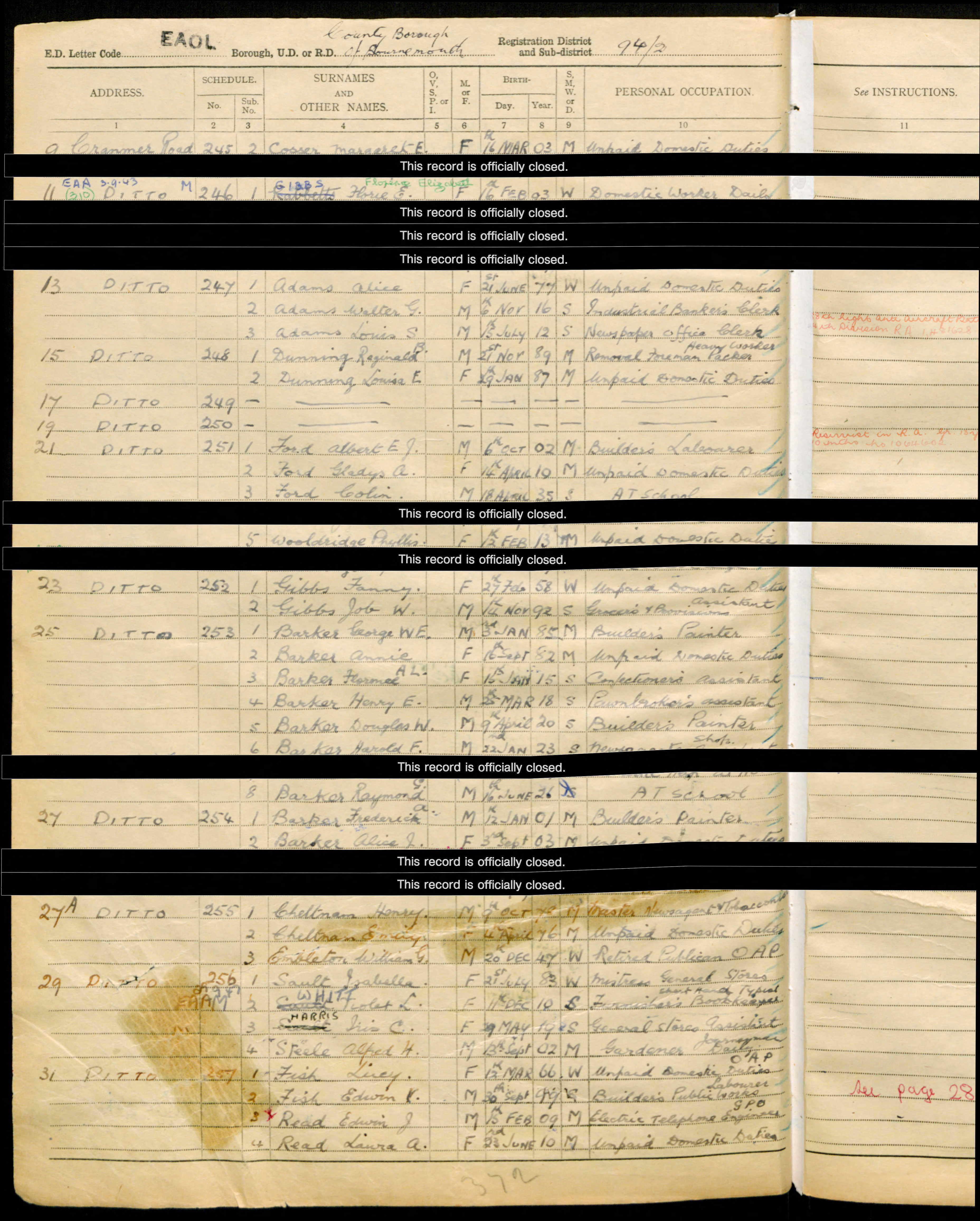 ADAMS 1939 census