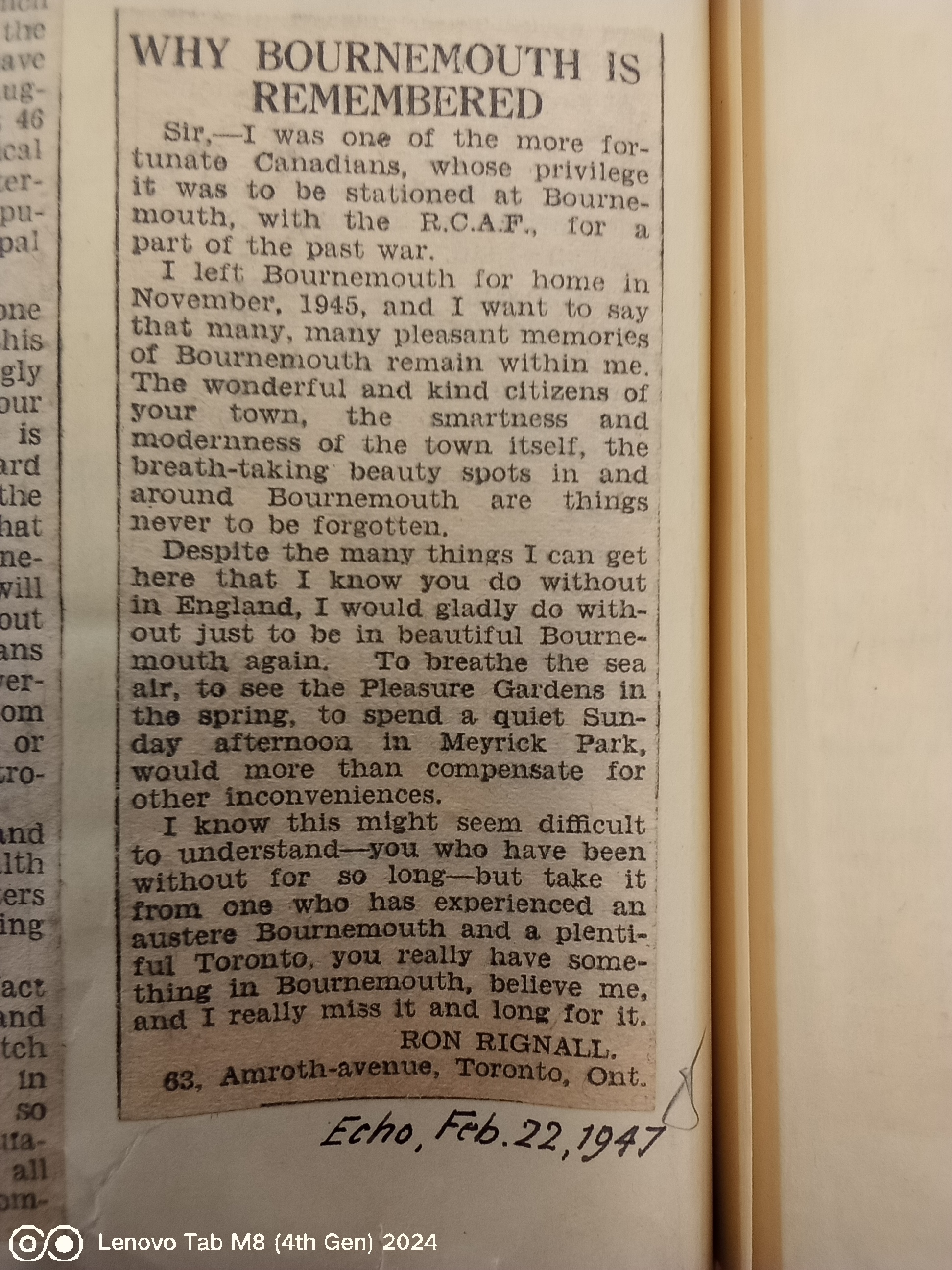 Echo 22 February 1947