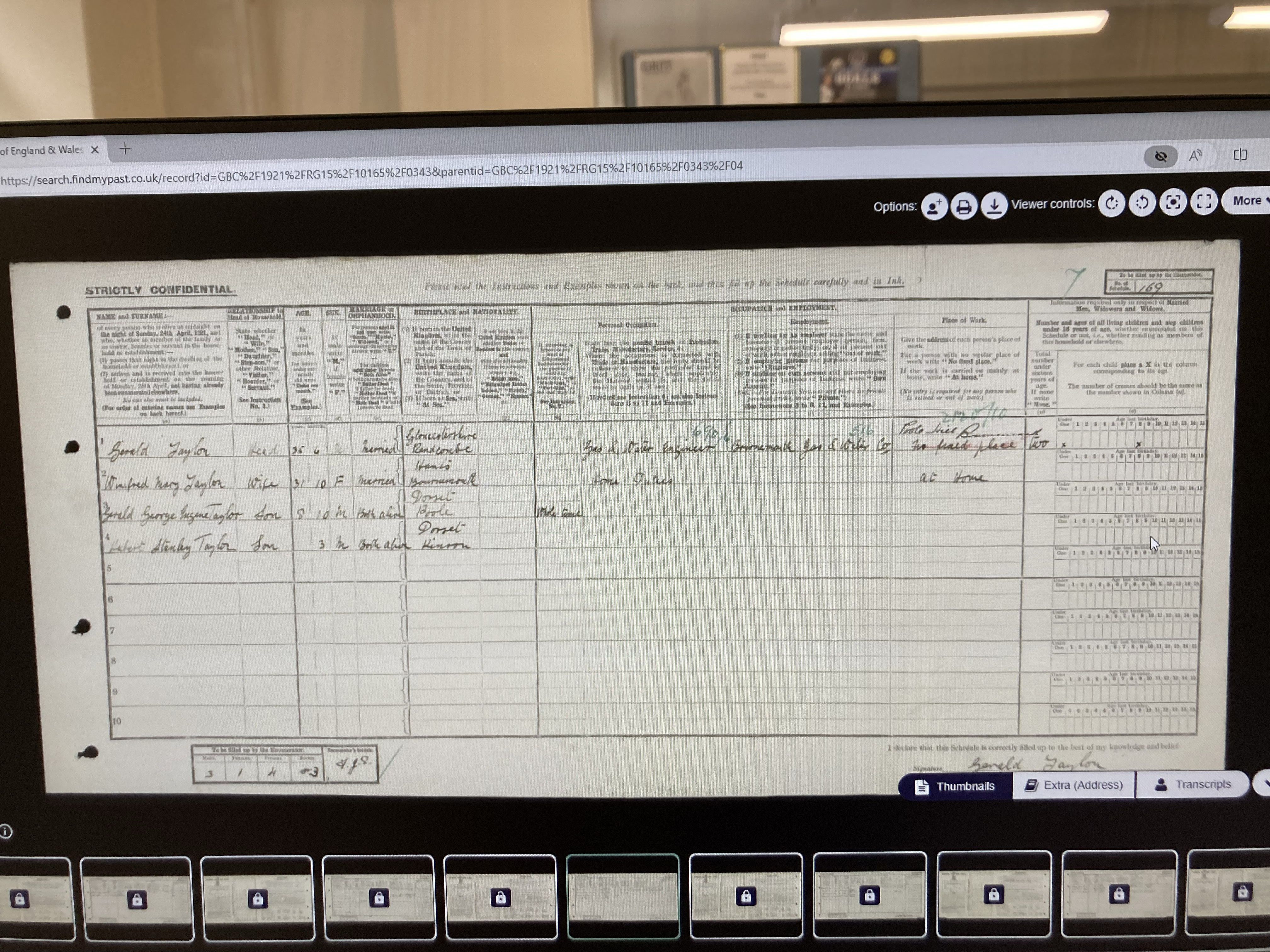 TAYLOR - 1921 census script
