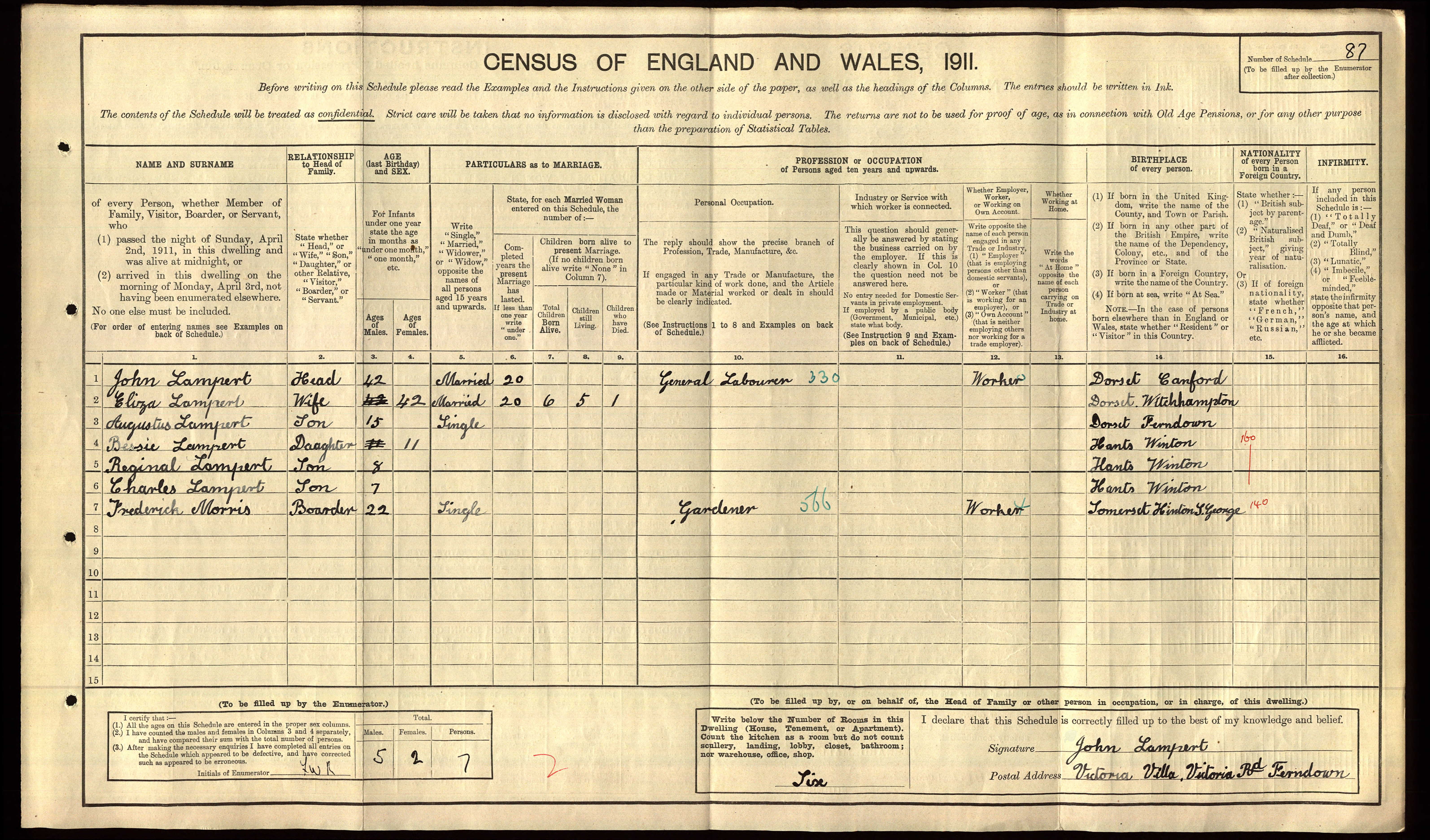 LAMPERT 1911 census