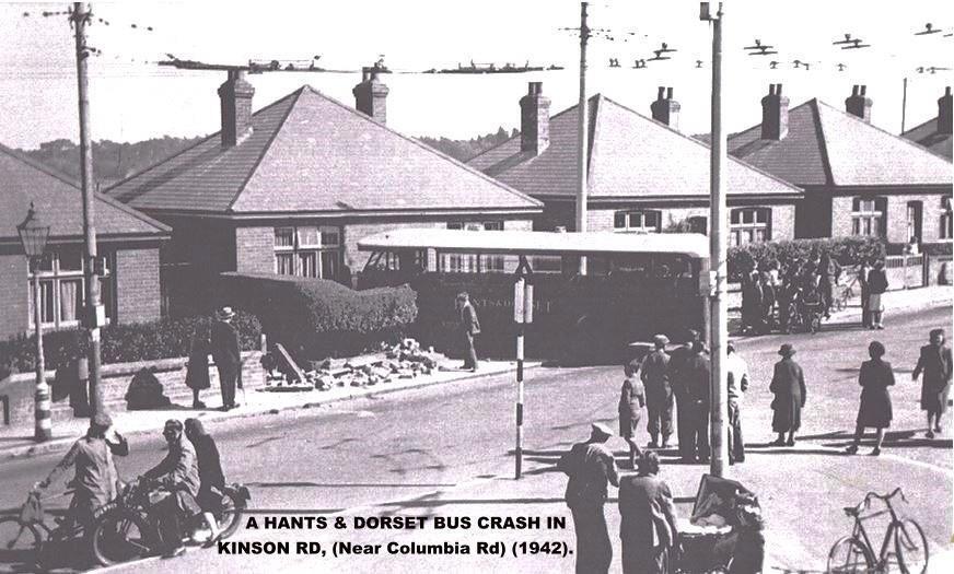 HANTS &amp; DORSET BUS CRASH KINSON ROAD 1942
