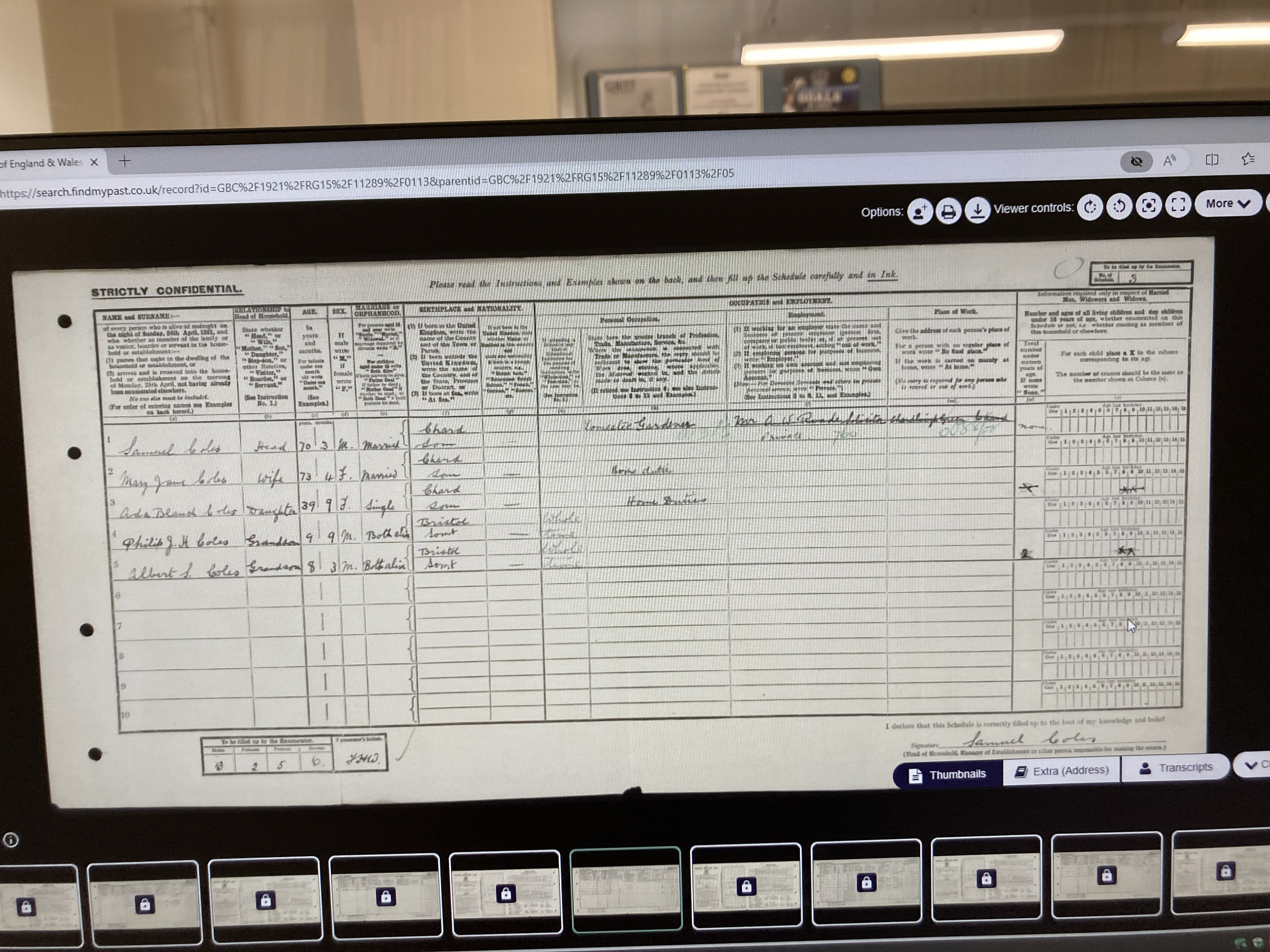 COLES - 1921 census script