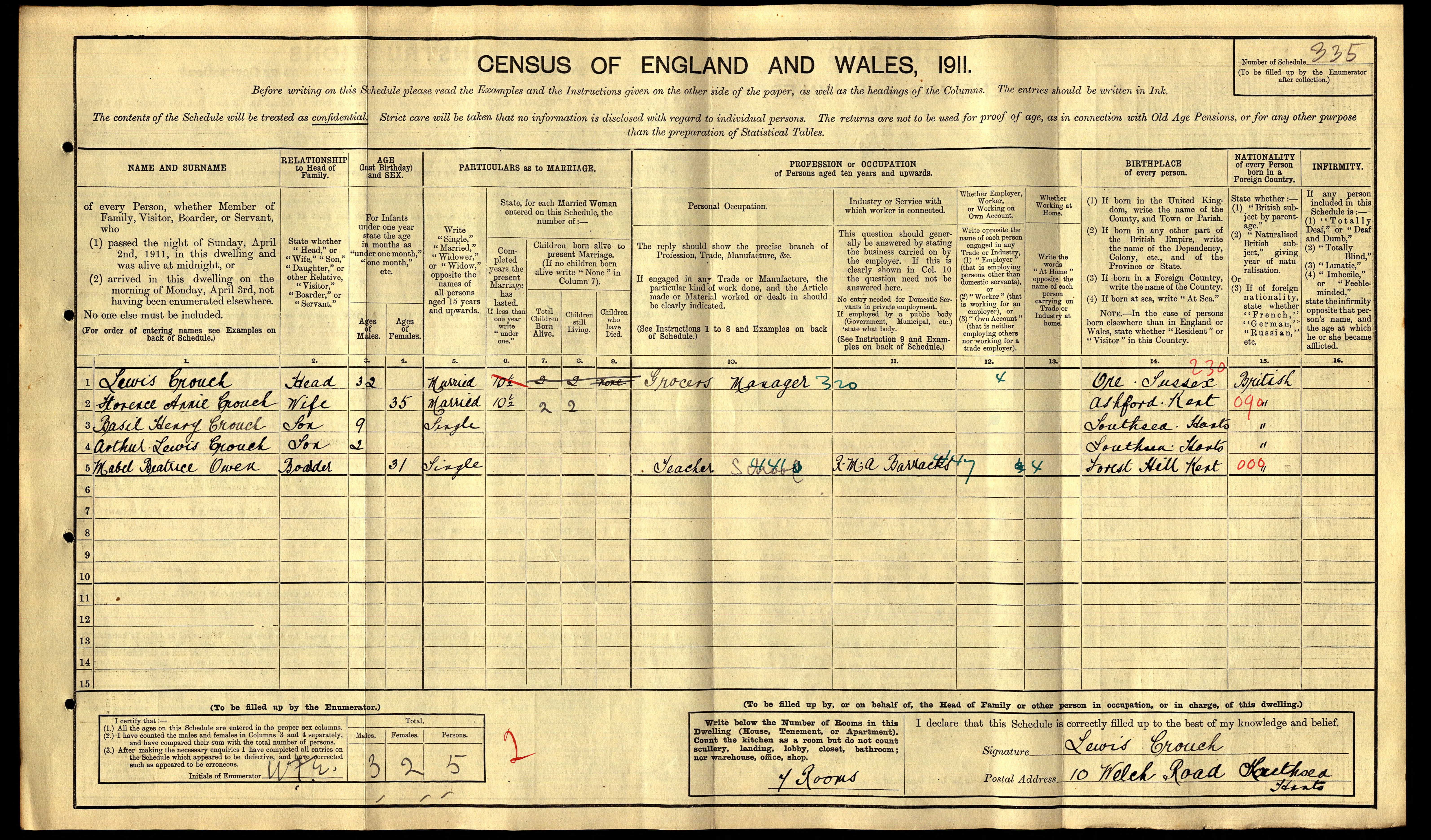 CROUCH 1911 census