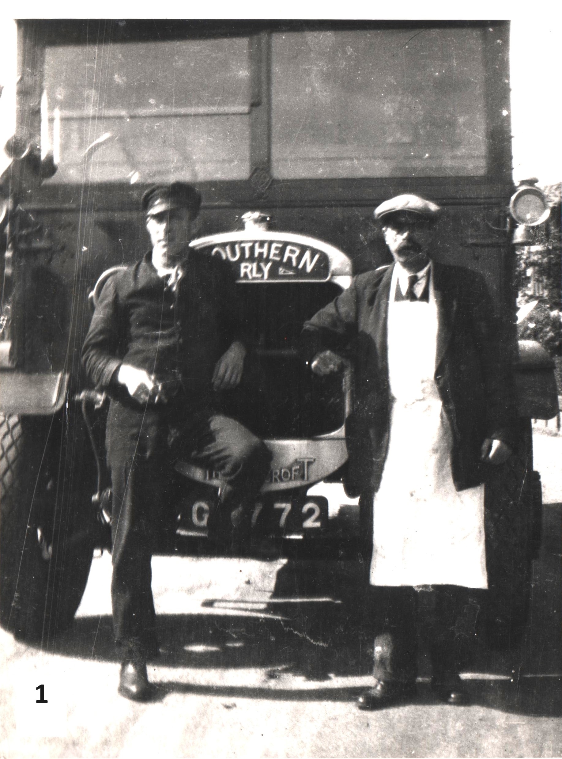 JPEG No 6 Edward Holloway grandfather on left Southern railway truck driver