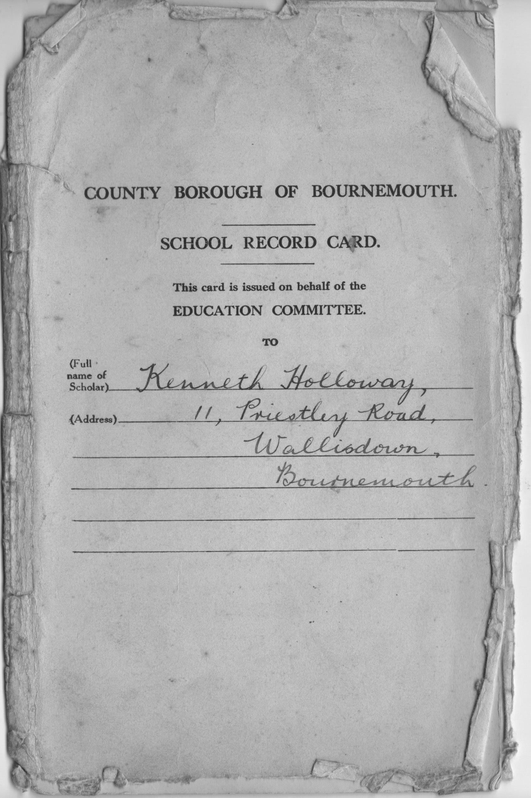 K Holloway St Marks school report front cover