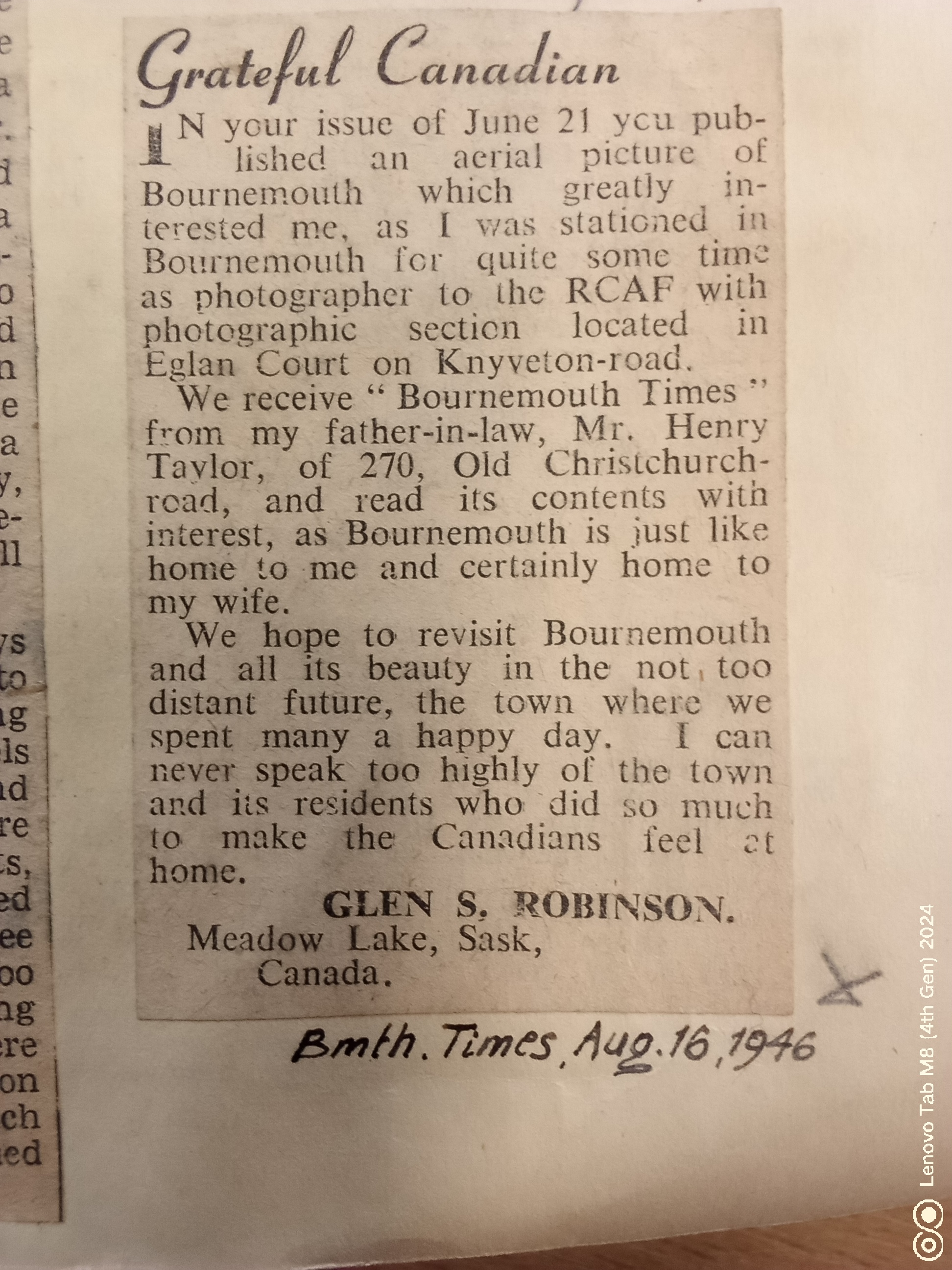Bournemouth Times 16 August 1946