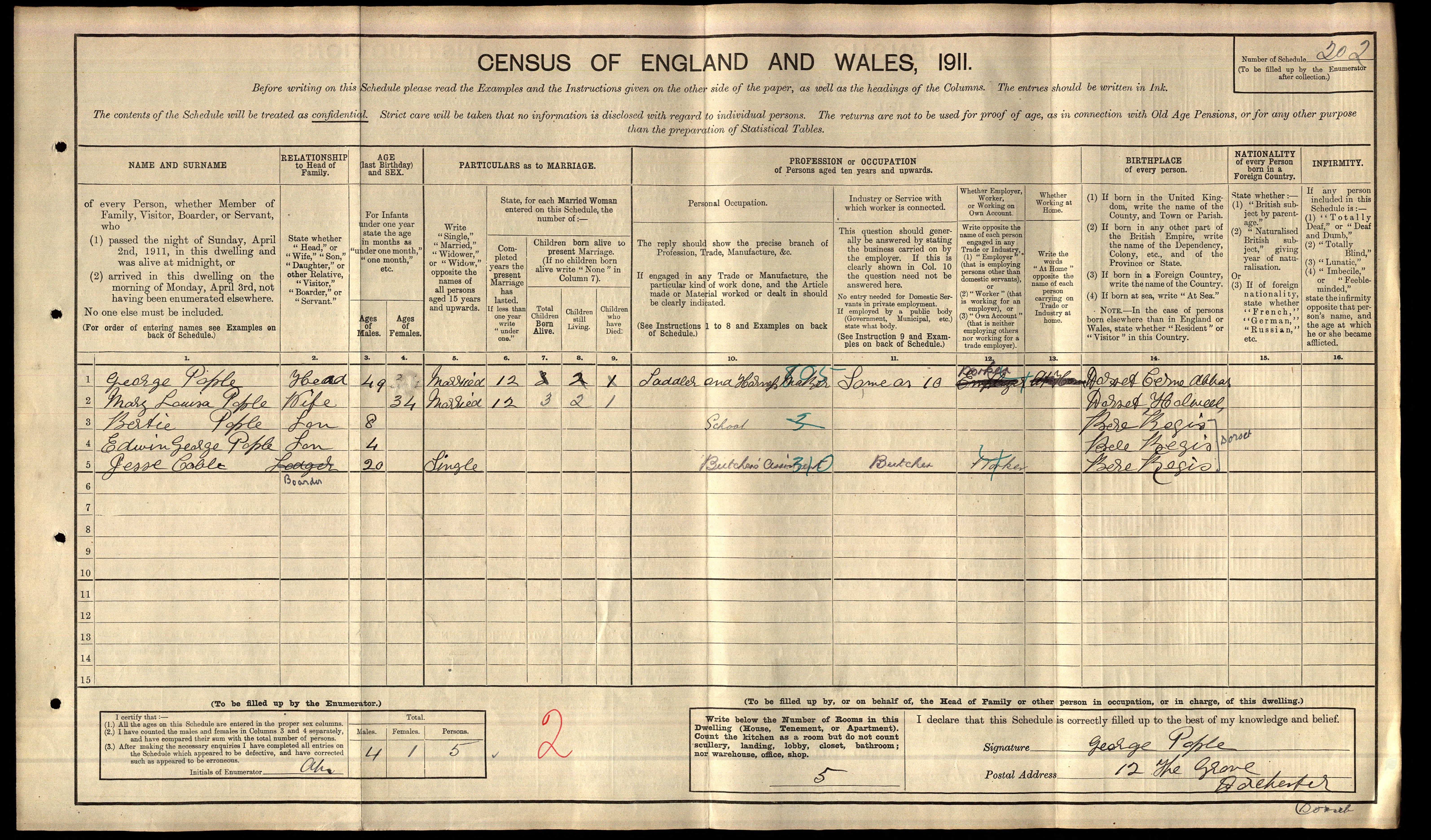 POPLE 1911 census