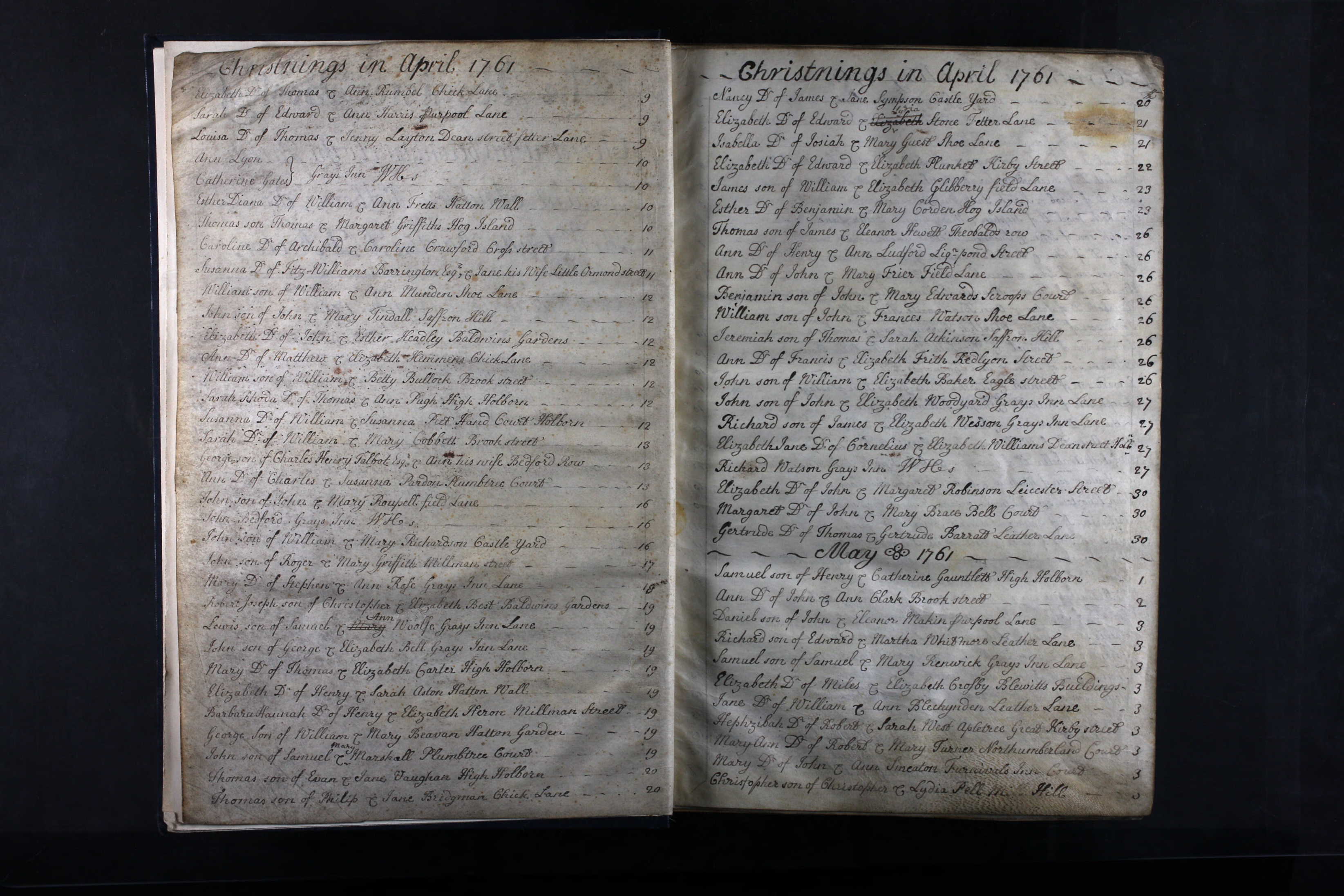 George Talbot Christning [sic] 1761