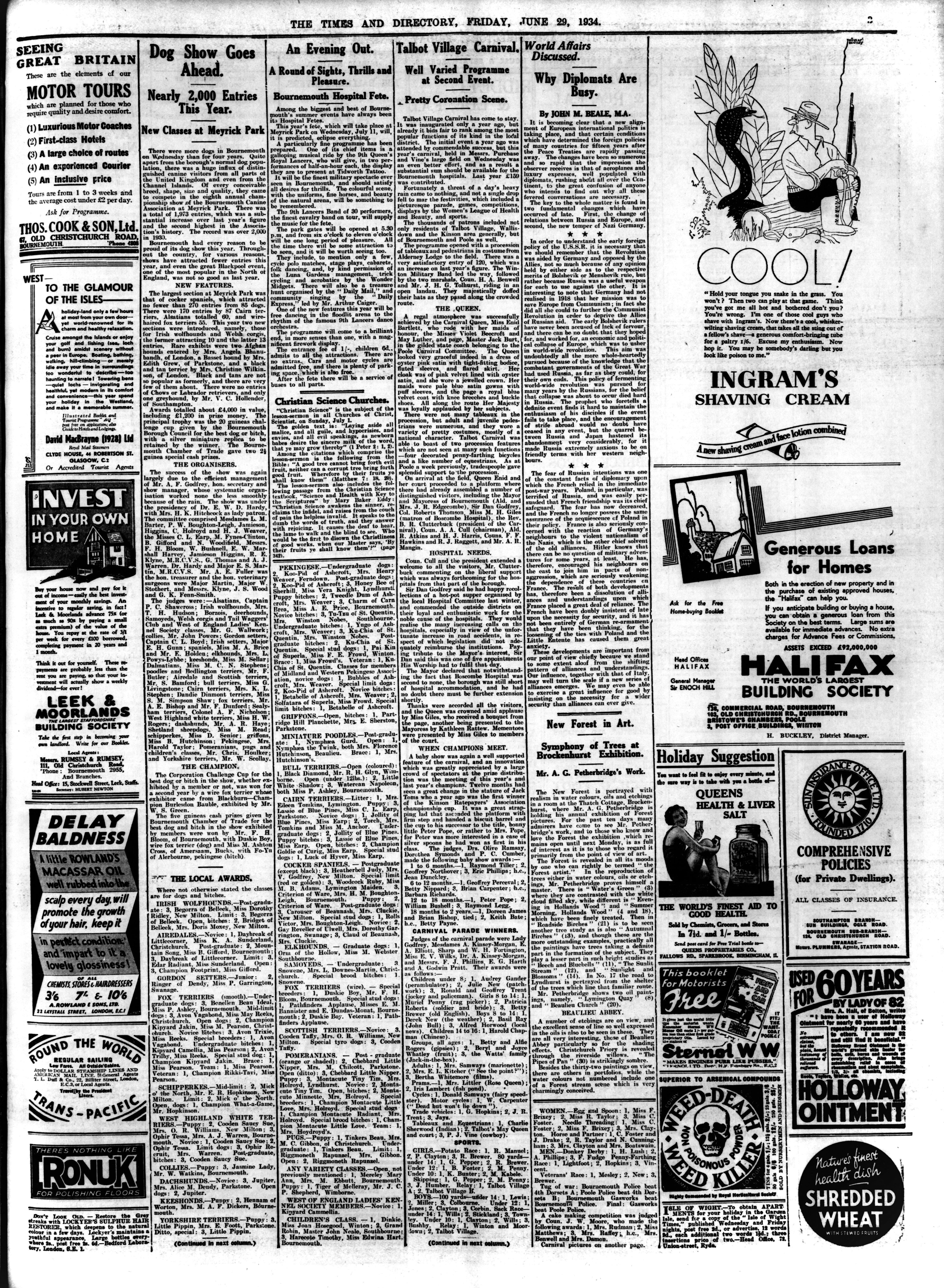 PENNY FARTHING Swanage Times  Directory 29 June 1934 0003