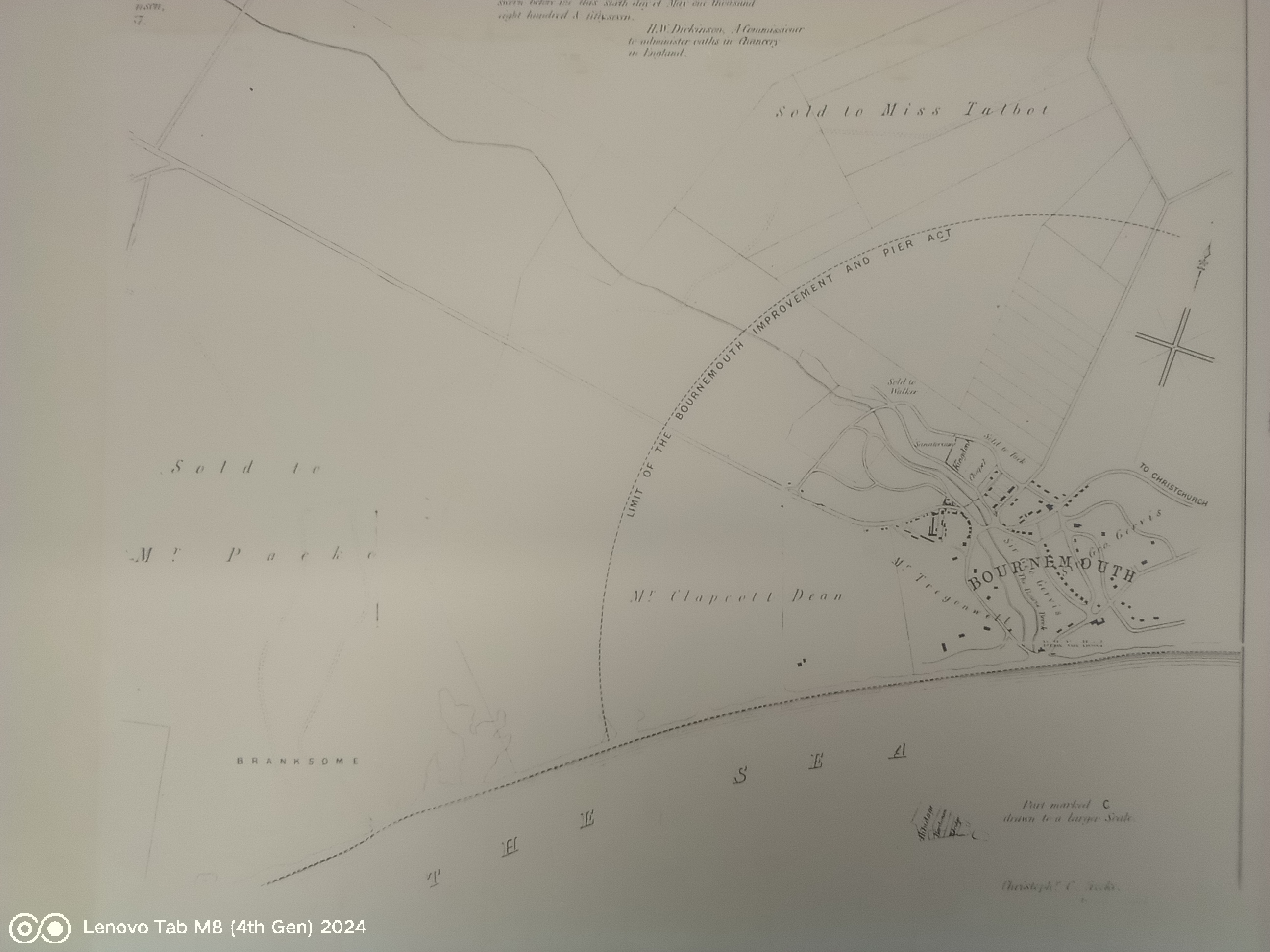 Miss Talbot Map ‘beyond the limit of Bournemouth’ 1857 close up.jpg