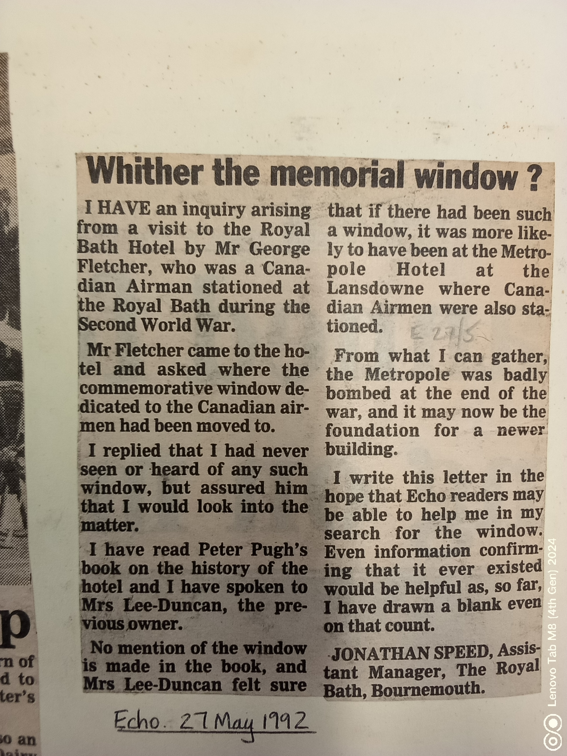Echo 27 May 1992